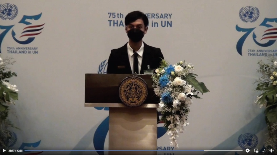 PSUIC student gives speech at 75th anniversary of Thailand's membership in the UN 