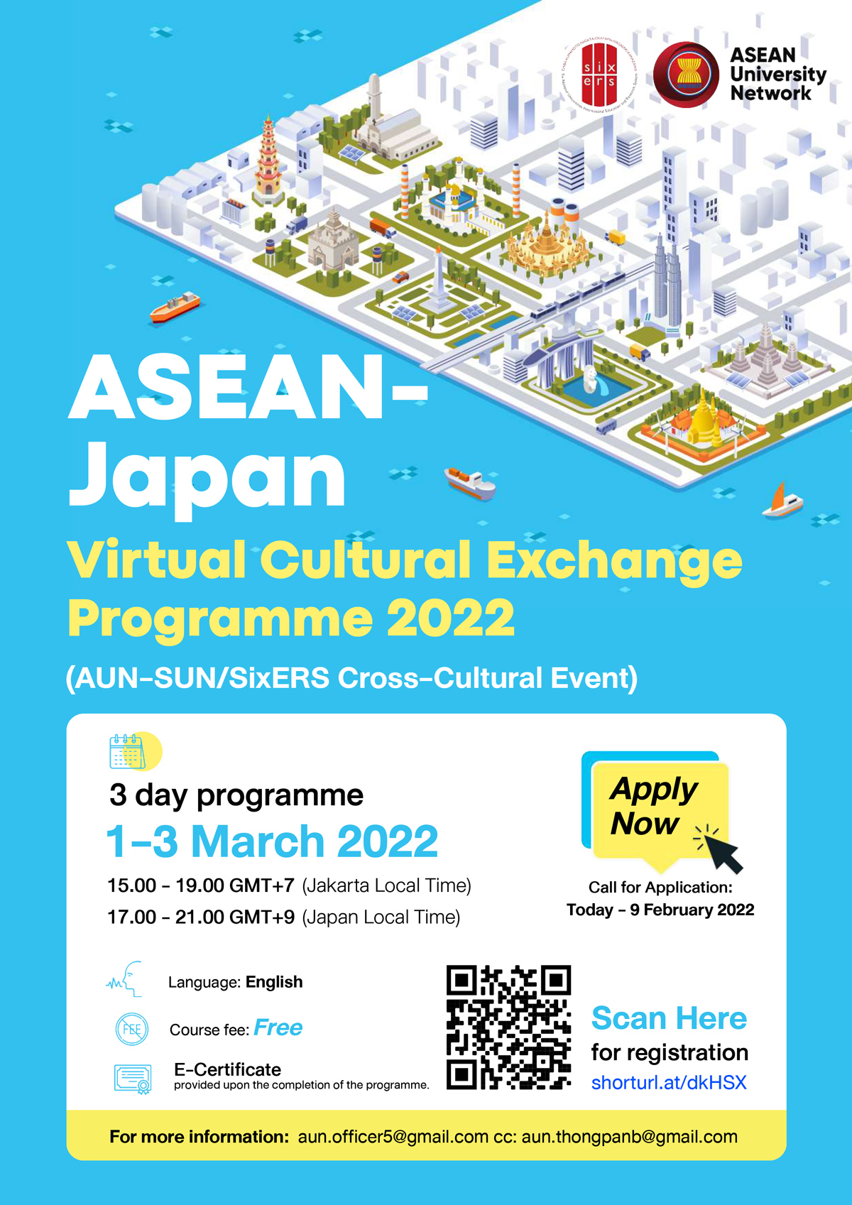 Poster ASEAN Japan Virtual Cultural Exchange Programme 2022 AUN SUN SixERS Cross Cultural Event