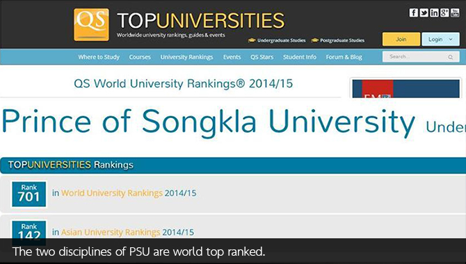 The two disciplines of PSU are world top ranked.